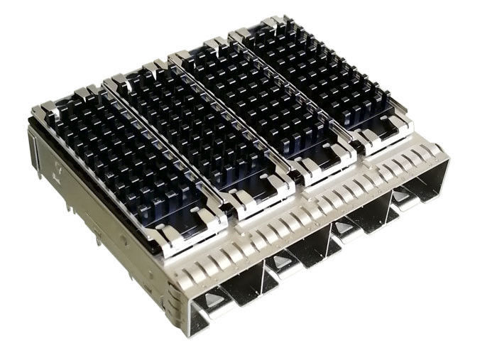 10G Ethernet için 4 Port SFP Port Konnektörü Bakır Alaşımlı Kafes Malzeme EMI Kalkanı