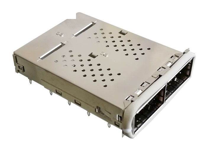 EMS Conta ile Uygulanan QSFP14 SFP Kafes Konektörü 2 Port 1x2 Ganged 40G Ethernet