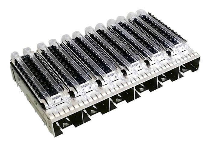 Kafes Üst Yüzey SFP Kafes Konektörü 1 X 6 Isı Emici Işık Boruları ile Ganged